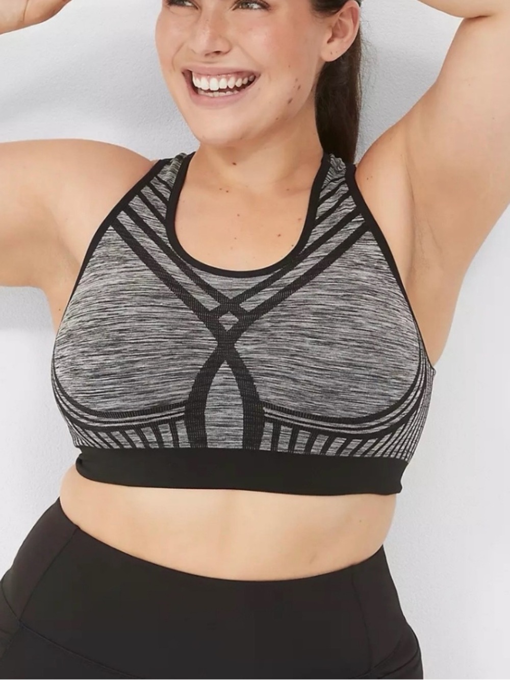 LIVI Active Lane Bryant Seamless Medium Impact Wireless Sports Bra Gray 10/12